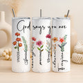 Christlicher Thermobecher „God says you are…“ – Inspirierendes Blumen Design