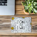 Inspirational "I Can and I Will" Mouse Pad – Motivational Mouse Pad with Floral Design – Aesthetic Desk Decor – Gift Idea for Office and Home Office