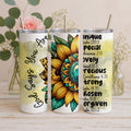 "God says you are" Christian thermal mug – sunflower design with Bible verses