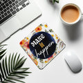 Motivierendes Mauspad „Make It Happen“ – Blumen Mousepad mit inspirierendem Spruch – Modernes Schreibtisch Zubehör