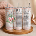 Thermobecher „Bible Emergency Numbers“ – Christliches Design mit Kreuz & Blumen