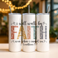 Thermobecher „Walk by Faith“ – Boho Christliches Design mit Bibelvers