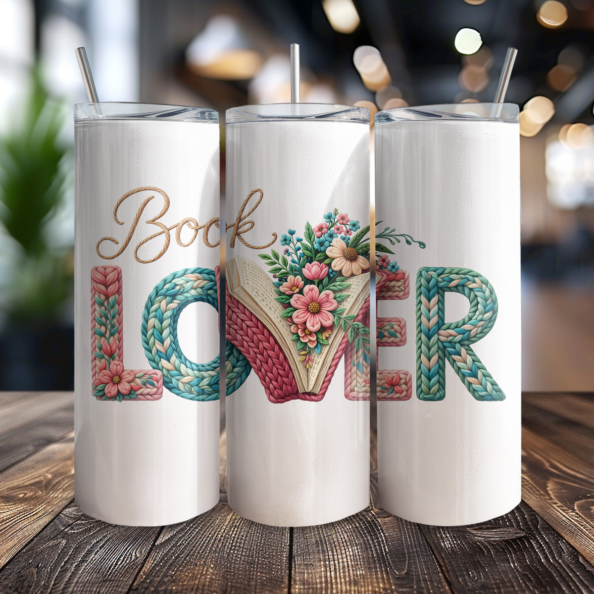 Thermobecher „Book Lover“ – Blumen & Bücher Design für Leseratten