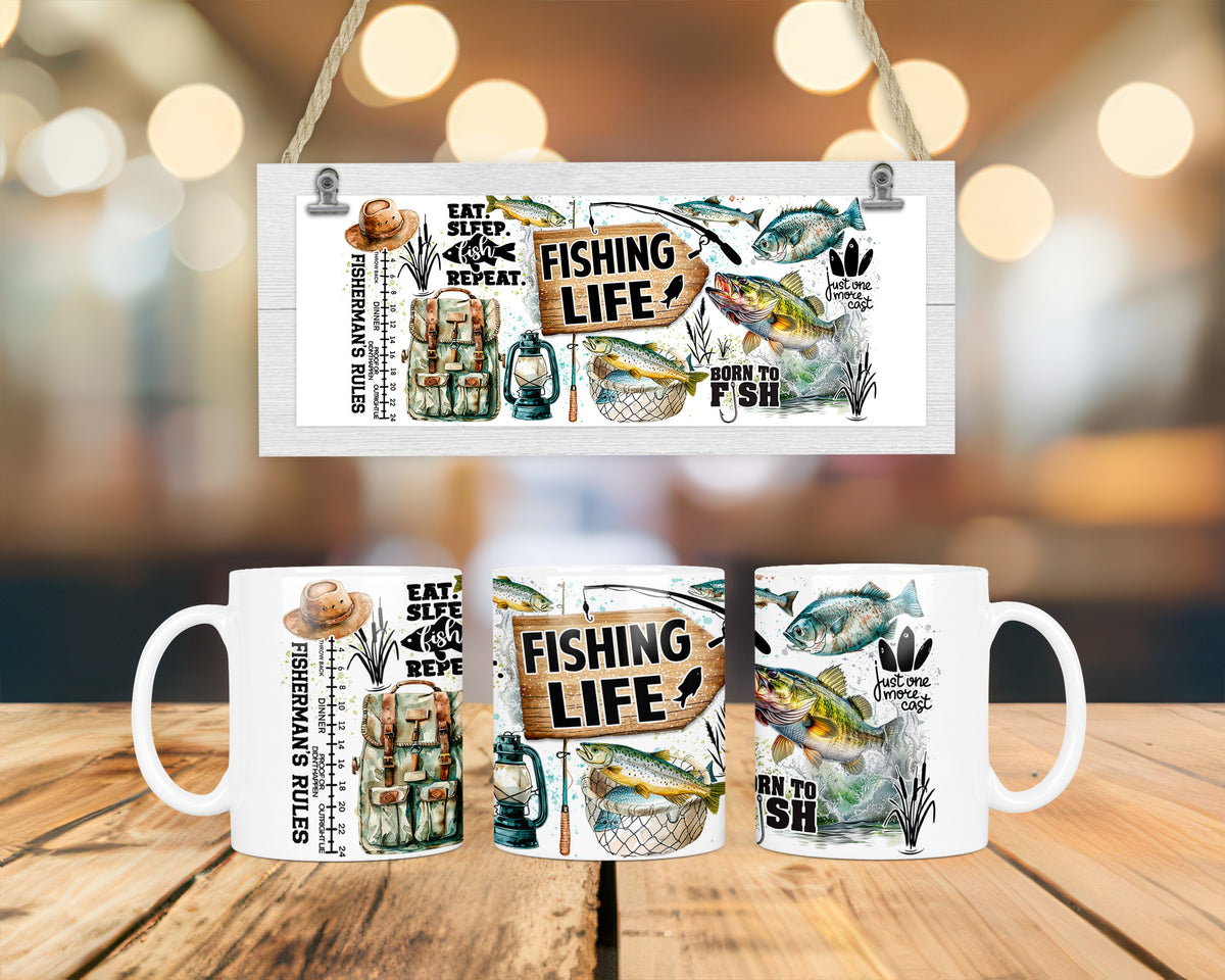 Fishing Life Tasse – Angel Tasse für echte Fischer | Geschenk für Angler & Fishing Fans | Keramiktasse 11oz