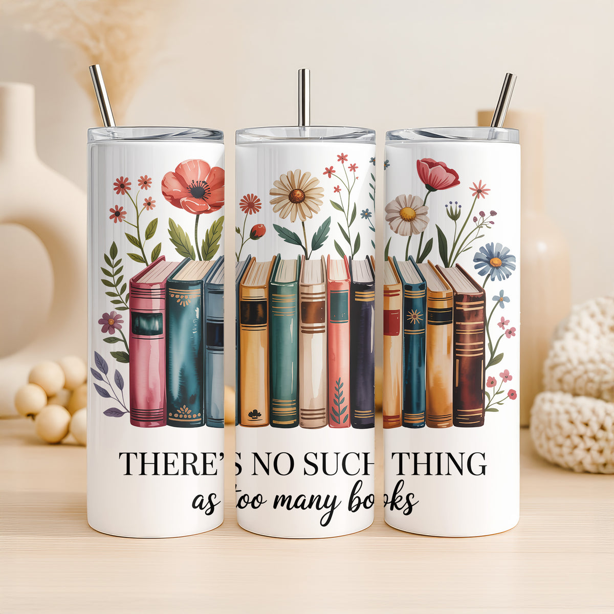 Termobecher „So Many Books, So Little Time“ – Bücher Design | Geschenk für Leseratten